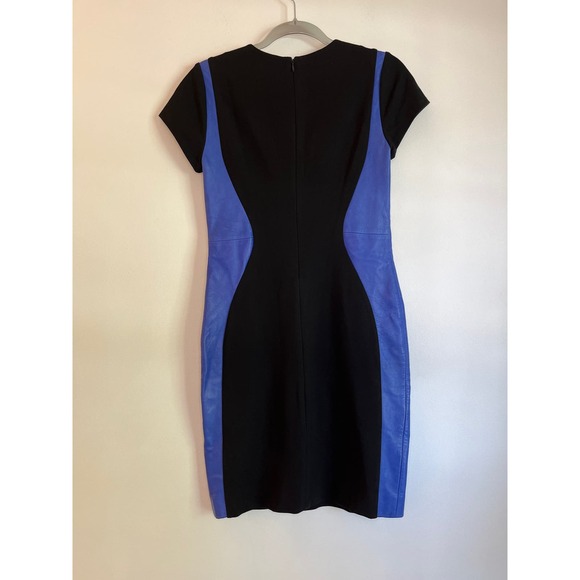 Diane Von Furstenberg Dayton Leather Panel Color Block Midi Dress Size 6 Stretch - Picture 2 of 8